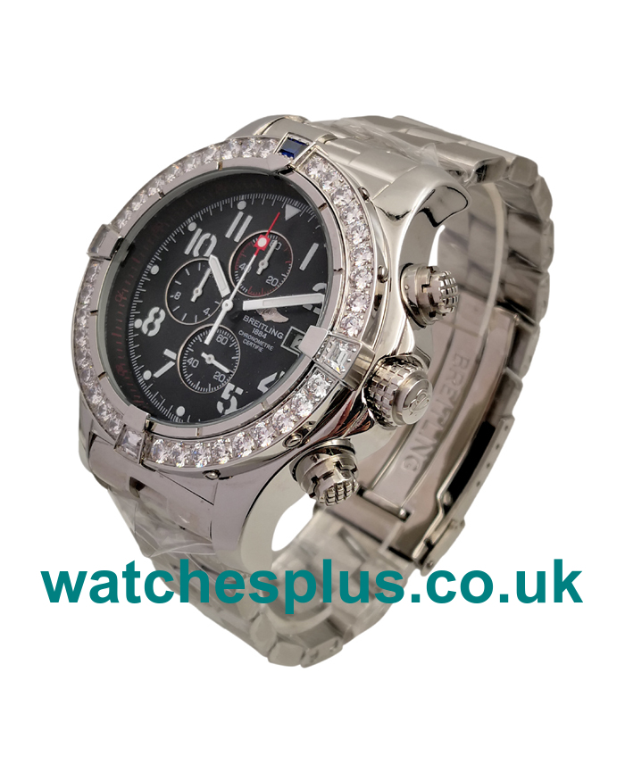 UK Perfect 48.4 MM Replica Breitling Super Avenger A13370 With Black Dials Stainless Steel Cases