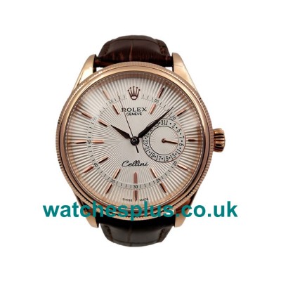 UK Best Quality Replica Rolex Cellini 50515 With White Dials And Rose Gold Cases For Sale