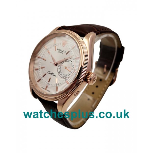 UK Best Quality Replica Rolex Cellini 50515 With White Dials And Rose Gold Cases For Sale