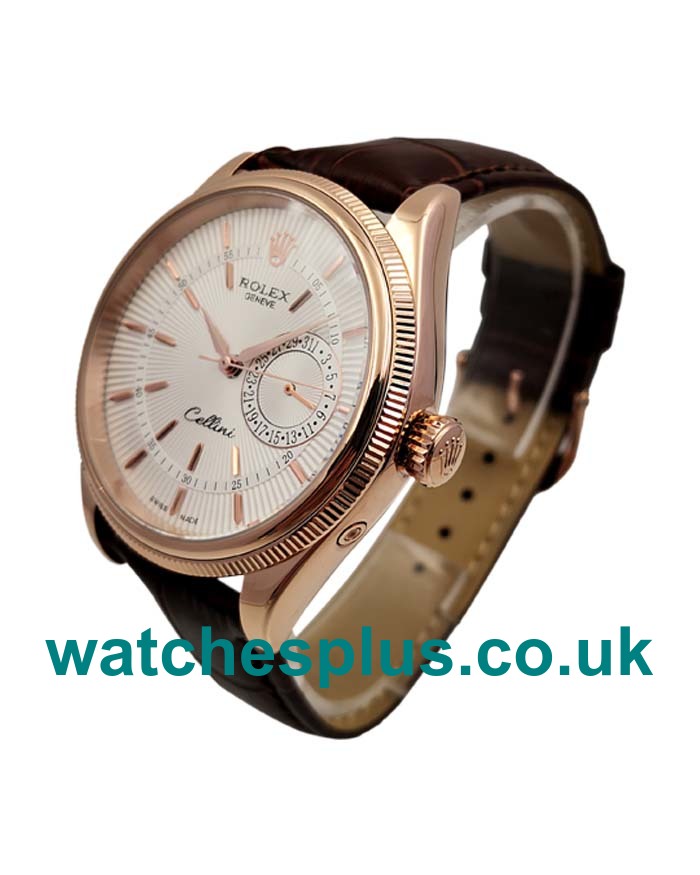 UK Best Quality Replica Rolex Cellini 50515 With White Dials And Rose Gold Cases For Sale