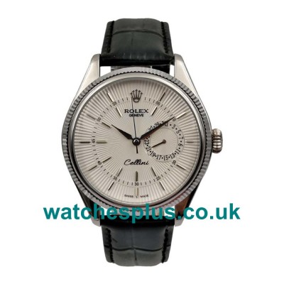 UK High Quality 39 MM Fake Rolex Cellini 50519 With White Dials And Steel Cases For Sale