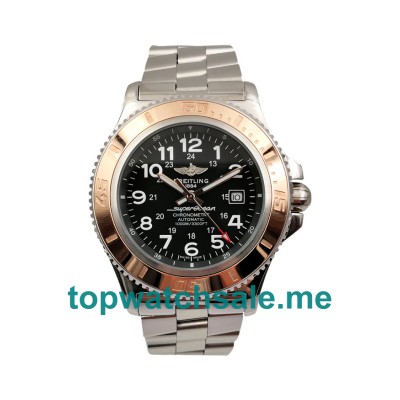 UK Luxury Black Dials Breitling Superocean A17392 Replica Watches With Steel & Rose Gold Cases For Men