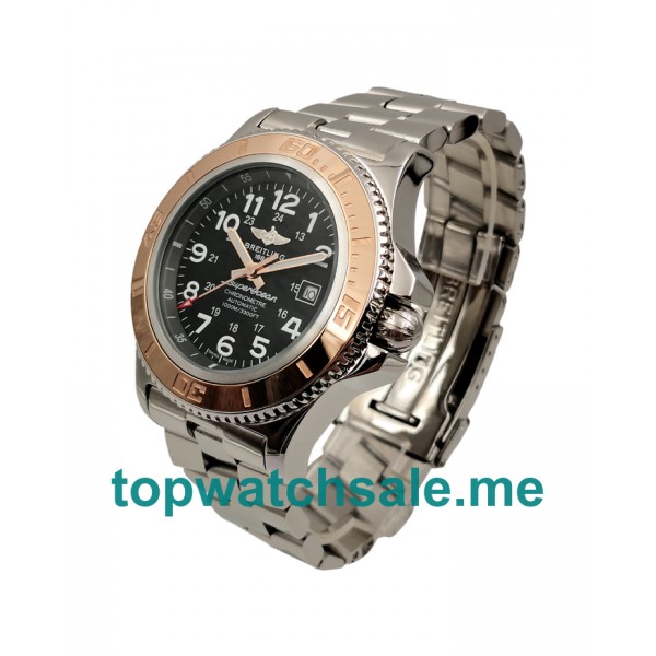 UK Luxury Black Dials Breitling Superocean A17392 Replica Watches With Steel & Rose Gold Cases For Men