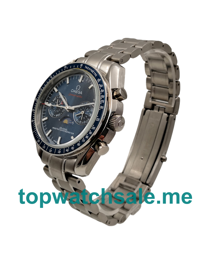 UK Perfect Omega Speedmaster Moonwatch 304.33.44.52.03.001 Replica Watches With Blue Dials For Men