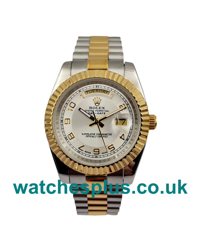 UK Cheap Rolex Day-Date II 218238 Replica Watches With White Dials For Sale