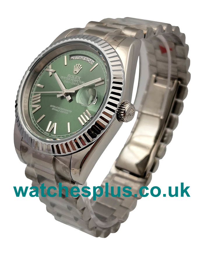 UK High Quality Rolex Day-Date II 228239 Replica Watches With Green Dials For Sale