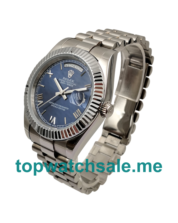 UK Best 1:1 Rolex Day-Date 228239 Replica Watches With Blue Dials For Men