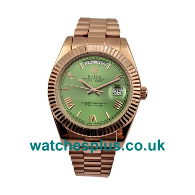 UK Best Quality Green Dials Rolex Day-Date 228235 Replica Watches With Rose Gold Cases Online