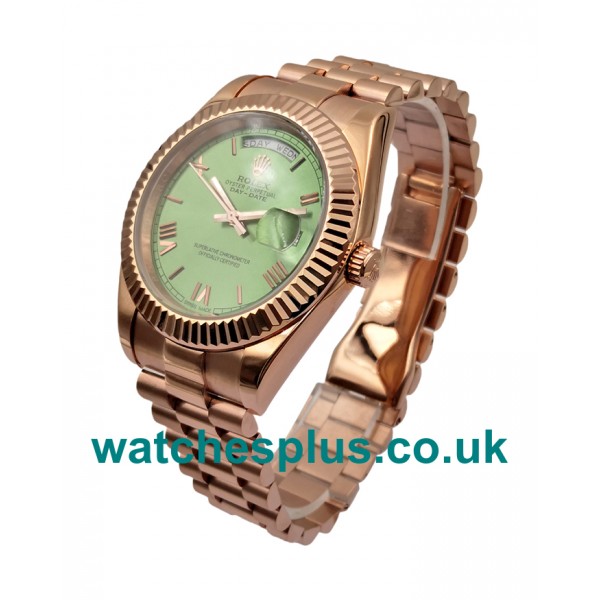 UK Best Quality Green Dials Rolex Day-Date 228235 Replica Watches With Rose Gold Cases Online