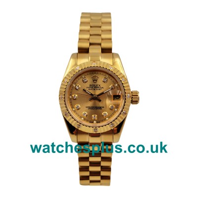 UK Cheap Rolex Lady-Datejust 179178 Fake Watches With Champagne Dials For Women