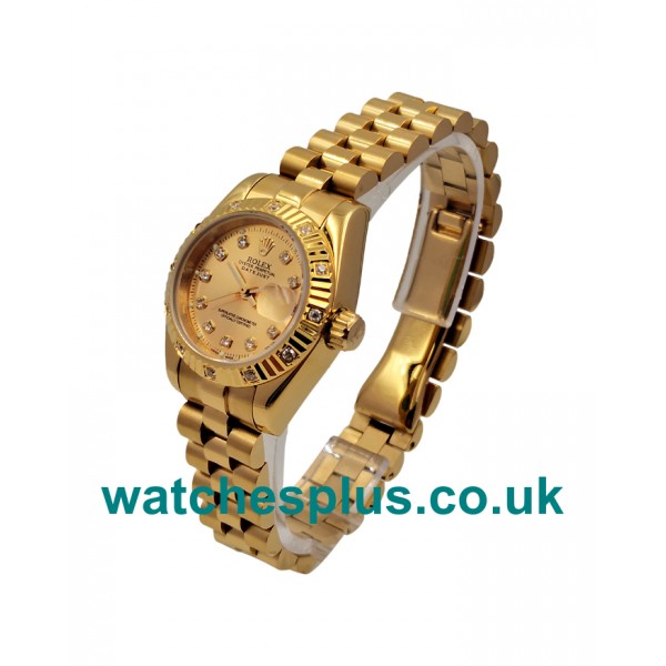 UK Cheap Rolex Lady-Datejust 179178 Fake Watches With Champagne Dials For Women