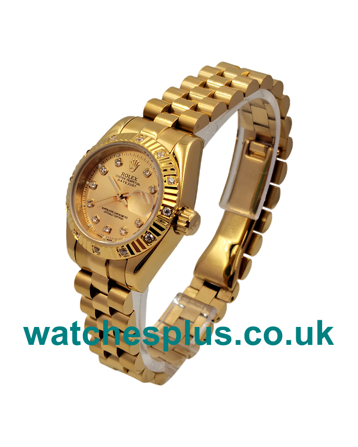 UK Cheap Rolex Lady-Datejust 179178 Fake Watches With Champagne Dials For Women