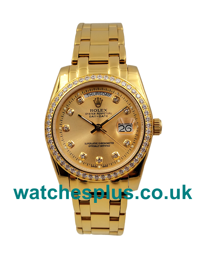 UK Perfect 1:1 Rolex Day-Date 18038 Replica Watches With Champagne Dials For Sale