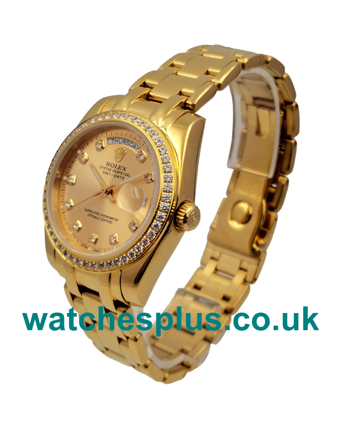 UK Perfect 1:1 Rolex Day-Date 18038 Replica Watches With Champagne Dials For Sale