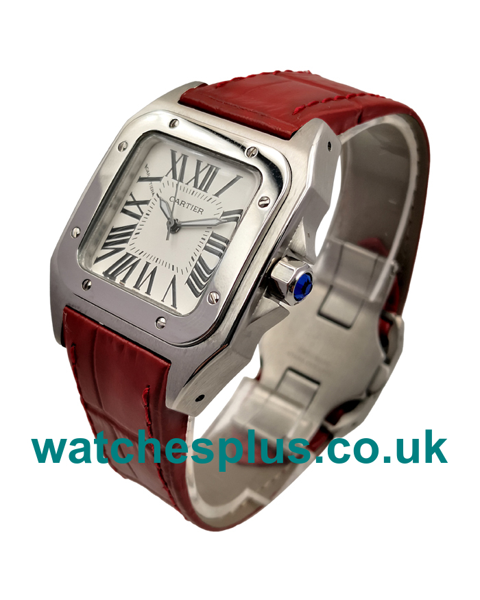 UK Perfect 1:1 Cartier Santos 100 W20126X8 Fake Watches With White Dials