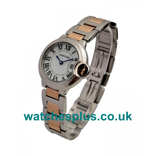 UK Cheap Cartier Ballon Bleu W6920034 Replica Watches With White Dials For Women