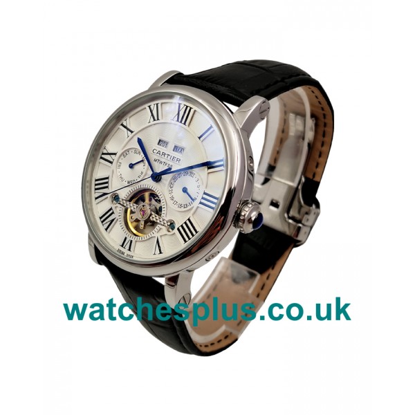 UK Luxury Replica Cartier Calibre De Cartier With White Dials And Steel Cases For Sale