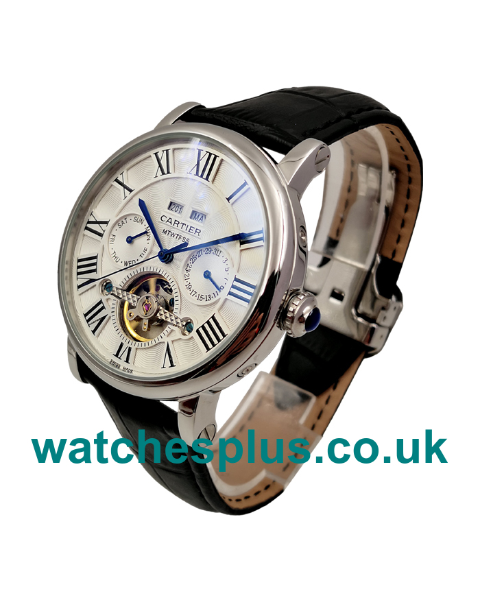 UK Luxury Replica Cartier Calibre De Cartier With White Dials And Steel Cases For Sale