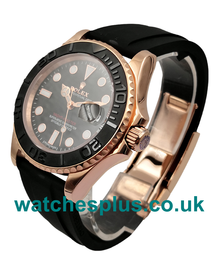 UK Best 1:1 Rolex Yacht-Master 116655 Replica Watches With Black Dials For Men