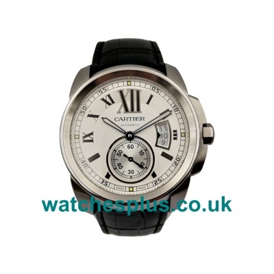 UK Best Cartier Calibre De Cartier W7100037 Replica Watches With White Dials For Men