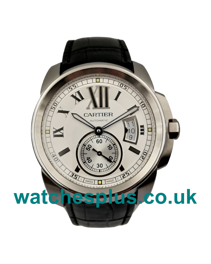 UK Best Cartier Calibre De Cartier W7100037 Replica Watches With White Dials For Men