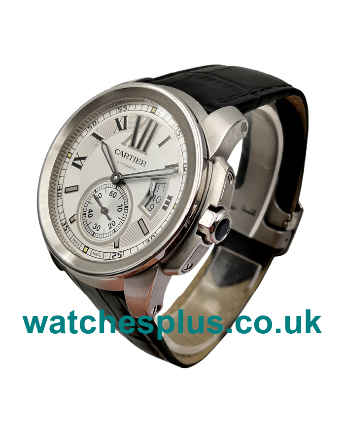 UK Best Cartier Calibre De Cartier W7100037 Replica Watches With White Dials For Men