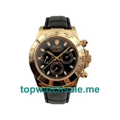 Best 1:1 Rolex Daytona 116518 Replica Watches With Black Dials For Men