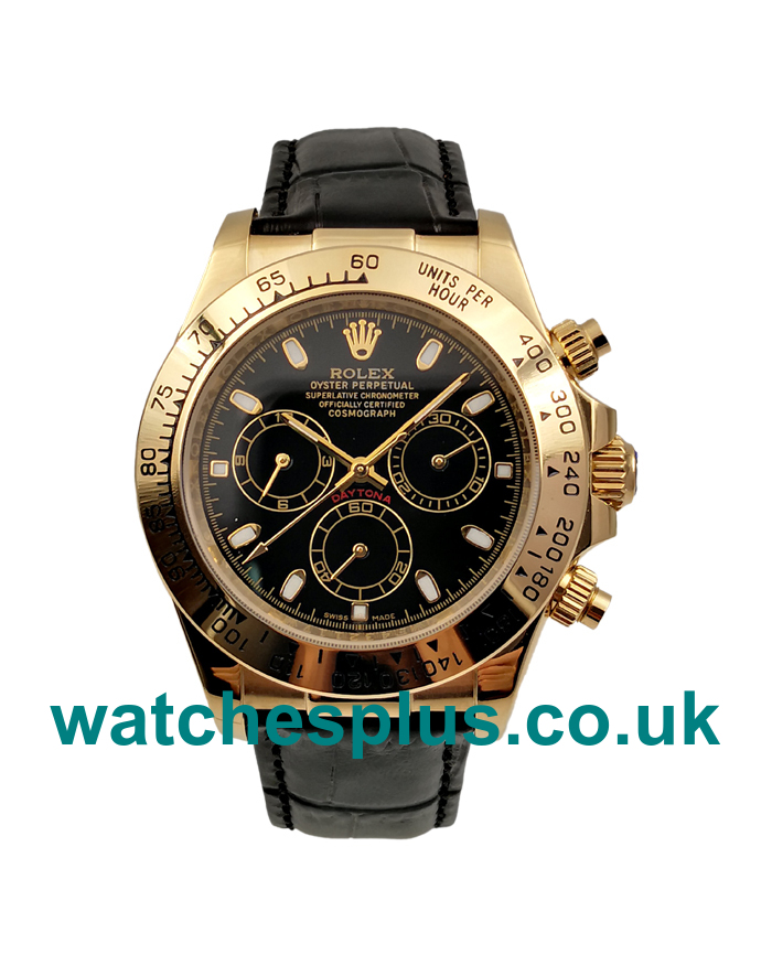 Best 1:1 Rolex Daytona 116518 Replica Watches With Black Dials For Men