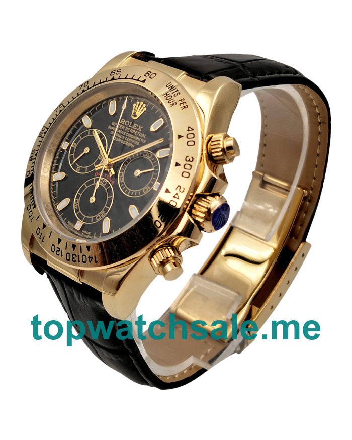 Best 1:1 Rolex Daytona 116518 Replica Watches With Black Dials For Men