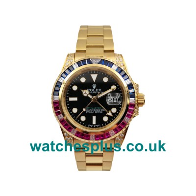 UK Perfect Online Replica Rolex GMT-Master II 116758 With Black Dials Gold Cases For Men