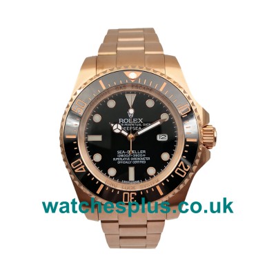 UK Luxury 1:1 Rolex Sea-Dweller Deepsea 126660 Replica Watches With Black Dials And Rose Gold Cases For Sale