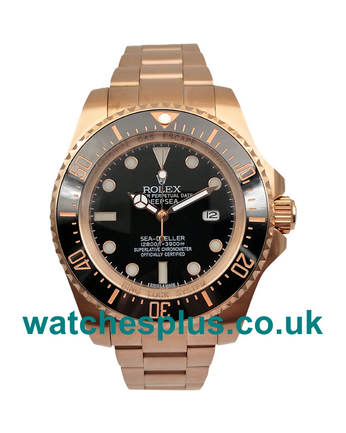 UK Luxury 1:1 Rolex Sea-Dweller Deepsea 126660 Replica Watches With Black Dials And Rose Gold Cases For Sale