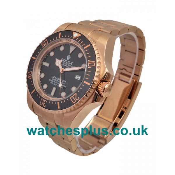 UK Luxury 1:1 Rolex Sea-Dweller Deepsea 126660 Replica Watches With Black Dials And Rose Gold Cases For Sale