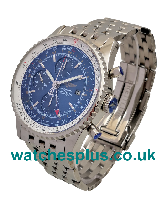 UK Best 1:1 Breitling Navitimer World A24322 Replica Watches With Blue Dials Online