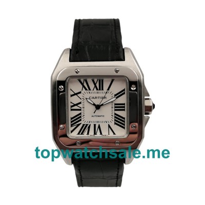 UK Best Quality Fake Cartier Santos 100 W20106X8 With White Dials For Men Online