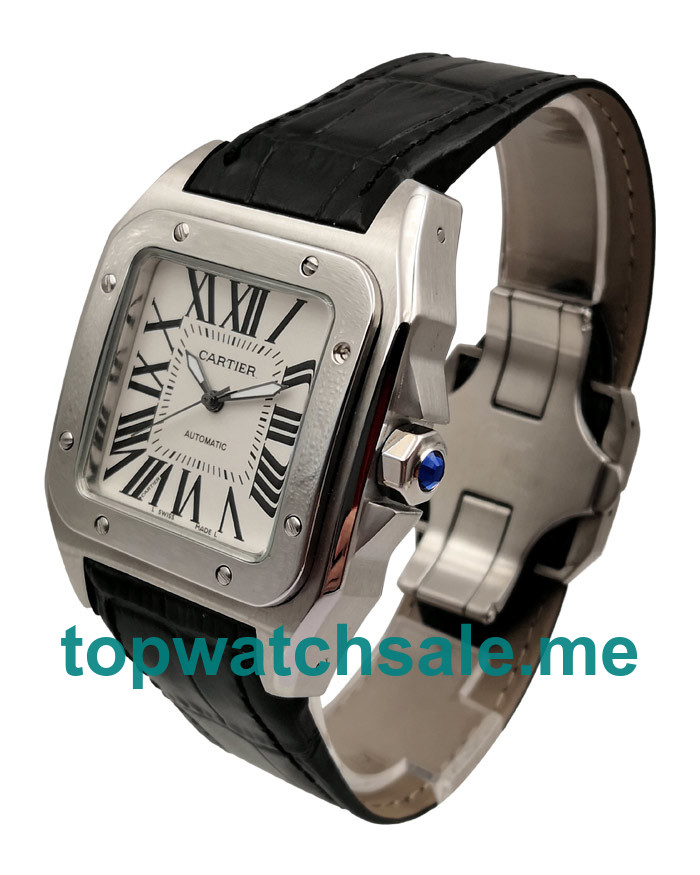 UK Best Quality Fake Cartier Santos 100 W20106X8 With White Dials For Men Online