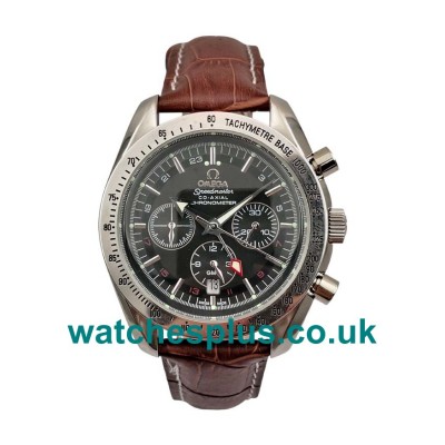 UK Best Online Fake Omega Speedmaster GMT 3881.50.37 With Black Dials Steel Cases