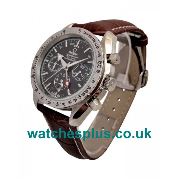 UK Best Online Fake Omega Speedmaster GMT 3881.50.37 With Black Dials Steel Cases