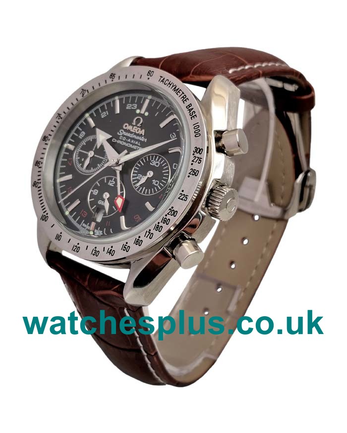 UK Best Online Fake Omega Speedmaster GMT 3881.50.37 With Black Dials Steel Cases