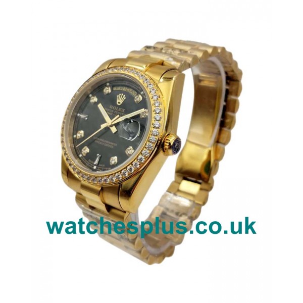 36 MM High Quality Rolex Day-Date 18038 Replica Watches With Black Dials For Sale