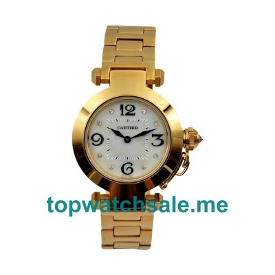 UK AAA Quality Cartier Pasha De Cartier WJ11891G Replica Watches With White Dials Online