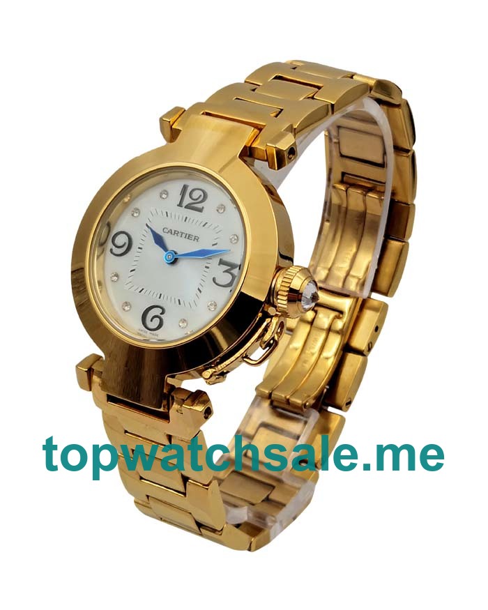 UK AAA Quality Cartier Pasha De Cartier WJ11891G Replica Watches With White Dials Online