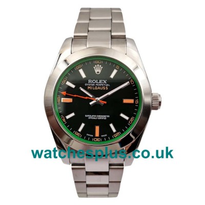 UK Best 1:1 Rolex Milgauss 116400 GV Replica Watches With Black Dials For Men