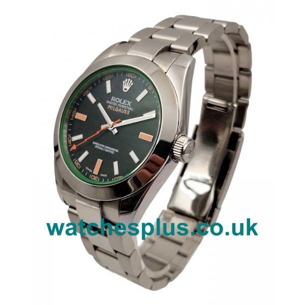 UK Best 1:1 Rolex Milgauss 116400 GV Replica Watches With Black Dials For Men