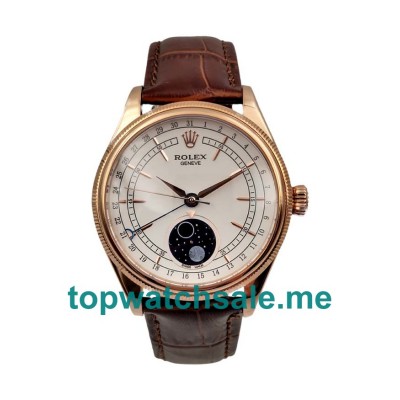 UK Best Quality Rolex Cellini 50535 Replica Watches With White Dials And Rose Gold Cases Online