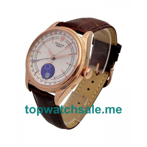 UK Best Quality Rolex Cellini 50535 Replica Watches With White Dials And Rose Gold Cases Online