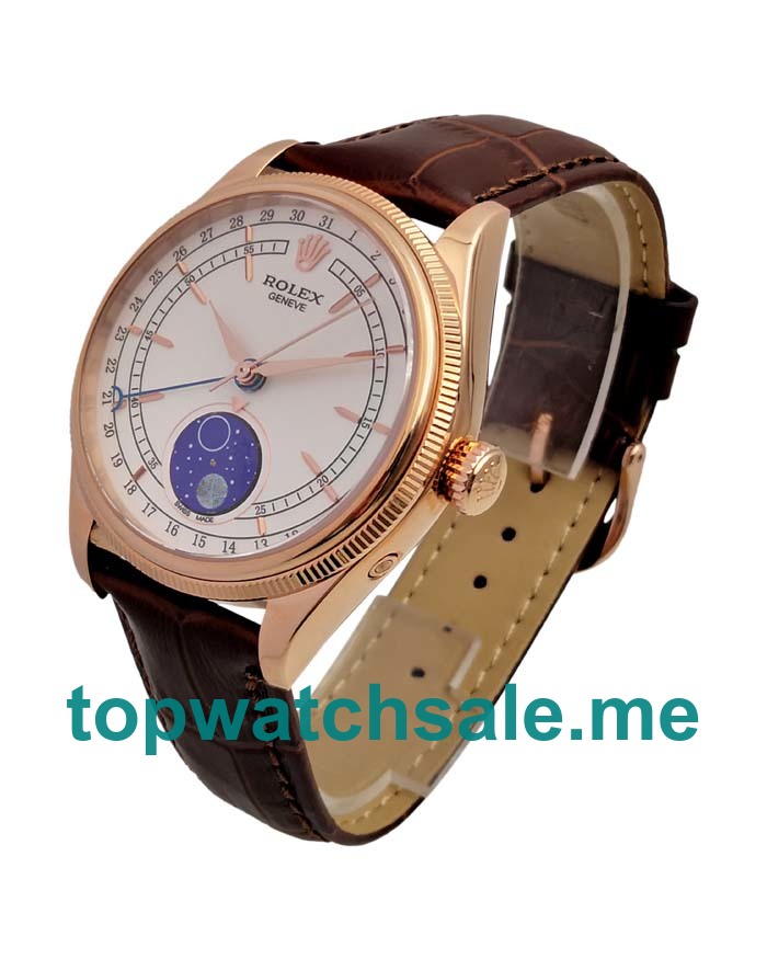 UK Best Quality Rolex Cellini 50535 Replica Watches With White Dials And Rose Gold Cases Online