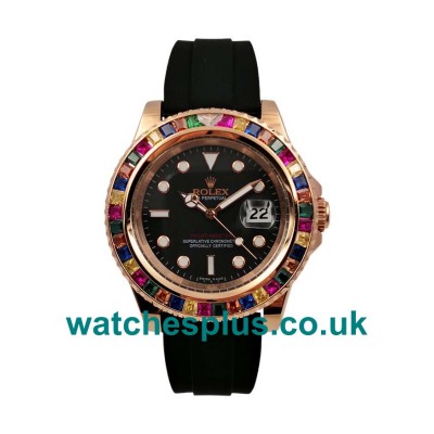 UK Best 1:1 Replica Rolex Yacht-Master 116655 With Black Dials And Rose Gold Cases For Sale