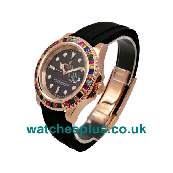 UK Best 1:1 Replica Rolex Yacht-Master 116655 With Black Dials And Rose Gold Cases For Sale