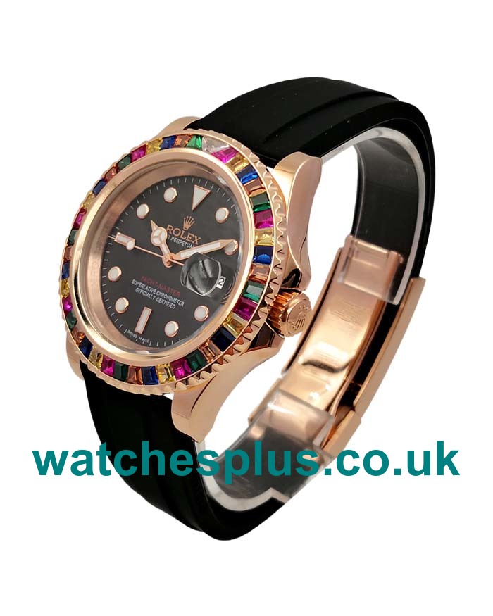 UK Best 1:1 Replica Rolex Yacht-Master 116655 With Black Dials And Rose Gold Cases For Sale